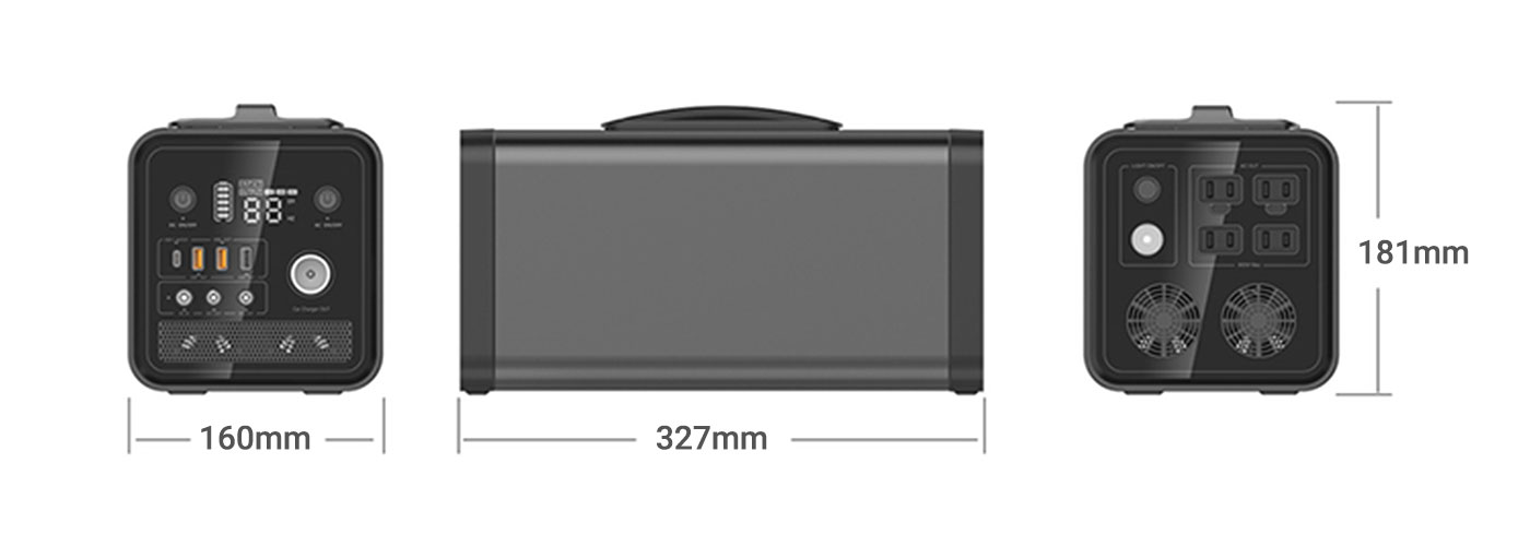 Size of 600W Portable Battery Power Station ISP-PH0087