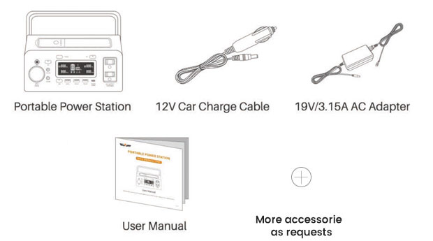 Packing List of CXJPowers Portable Power Supply ISP-PQ300