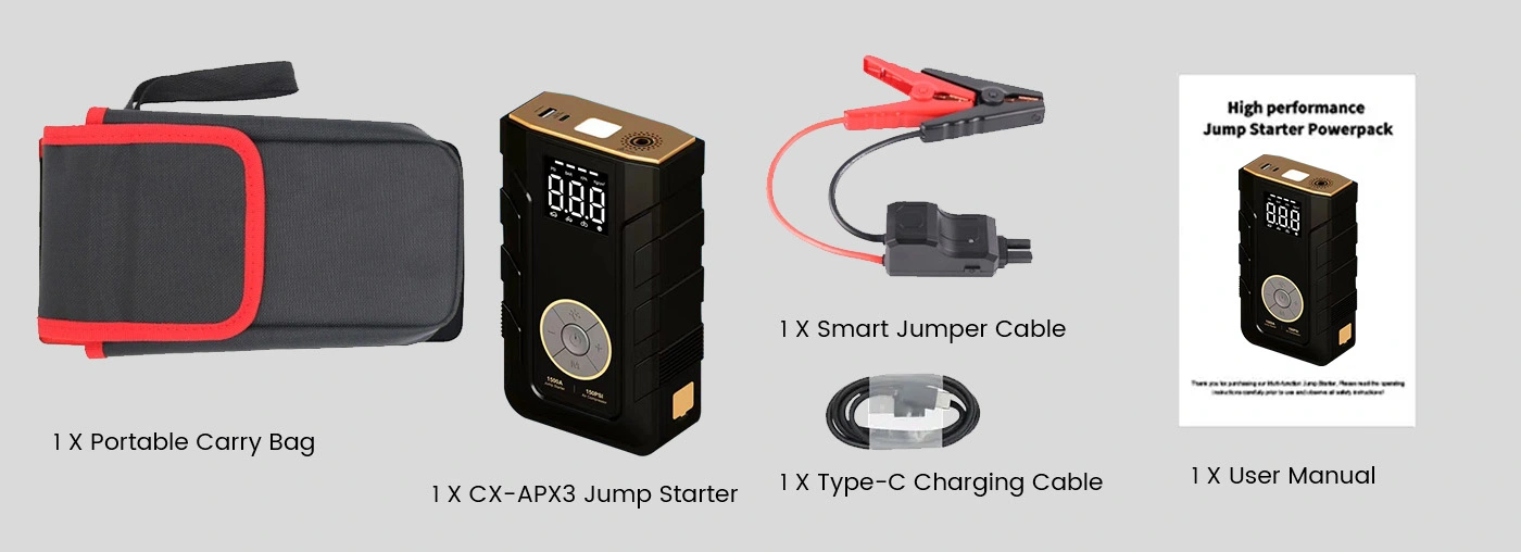 Packaging list of Jump Starter CX-APX3