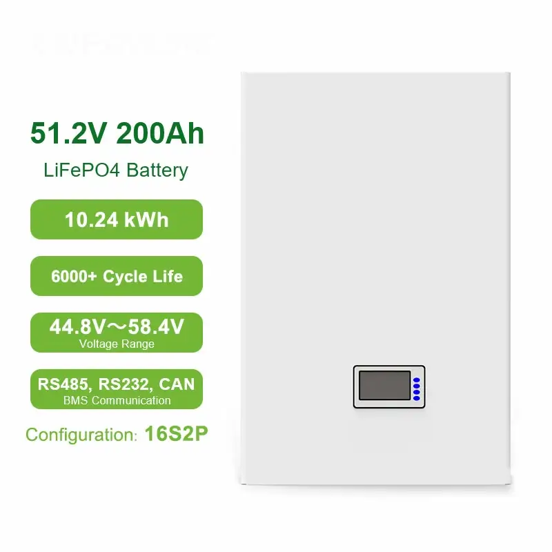 LiFePO4 10 kWh Home Battery 51.2V 200Ah