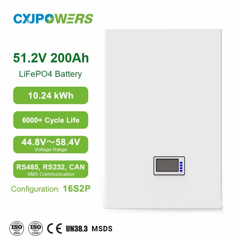 LiFePO4 10 kWh Home Battery 51.2V 200Ah