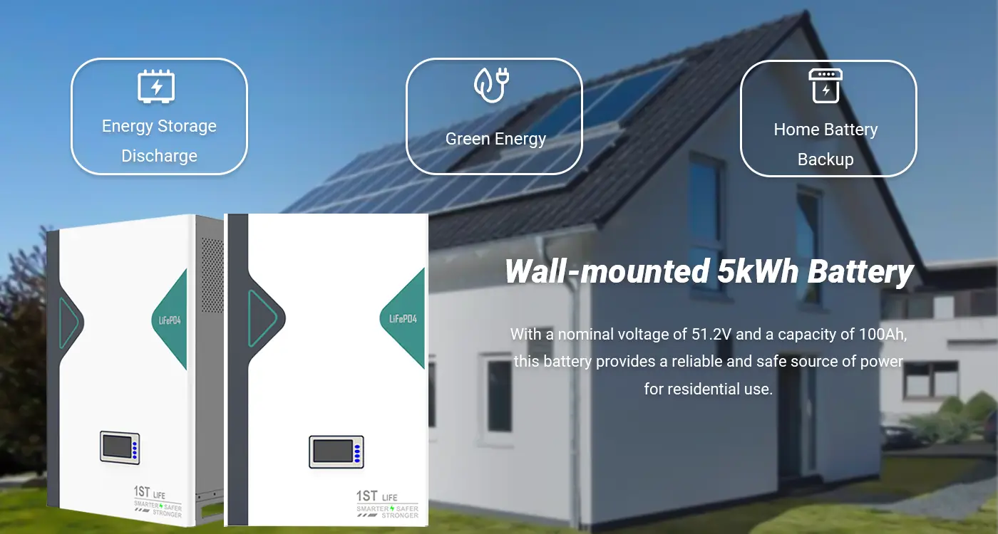 Wall-mounted LiFePO4 Battery 5kWh