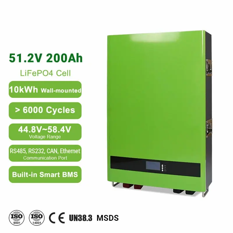 51.2V 200Ah Wall Mounted 10kWh LiFePO4 Battery