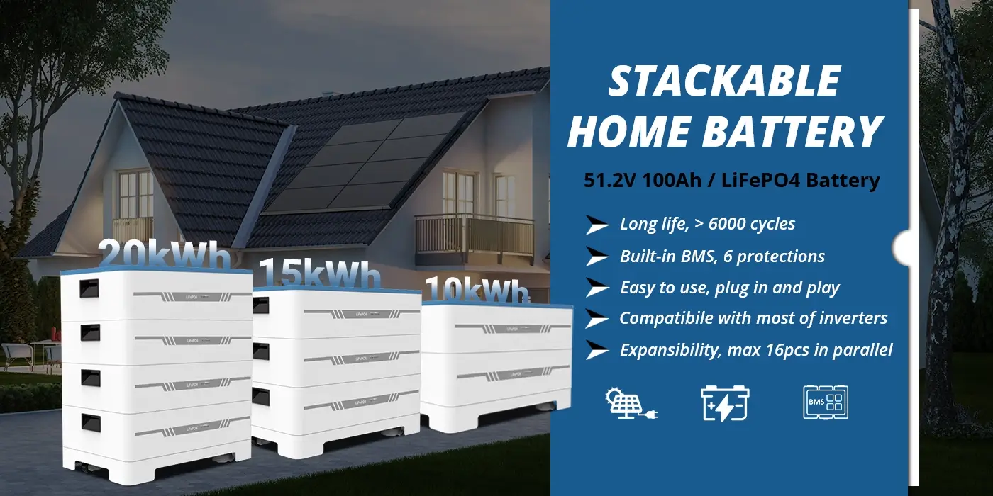 10/15/20/25kWh Stackable Home Battery