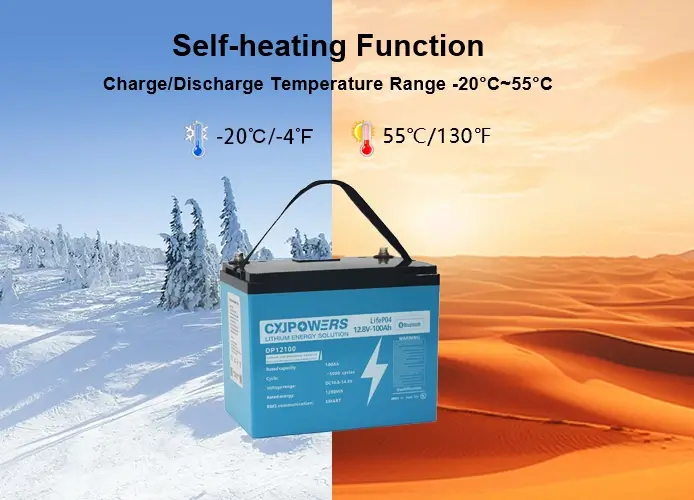 self-heating function, charge/discharge temperature range -20℃~55℃