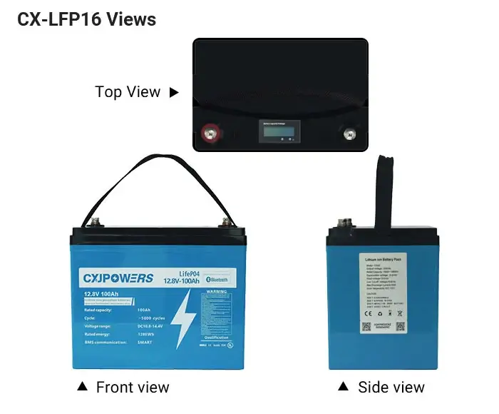 views of 12v 100ah lifepo4 battery cx-lfp16