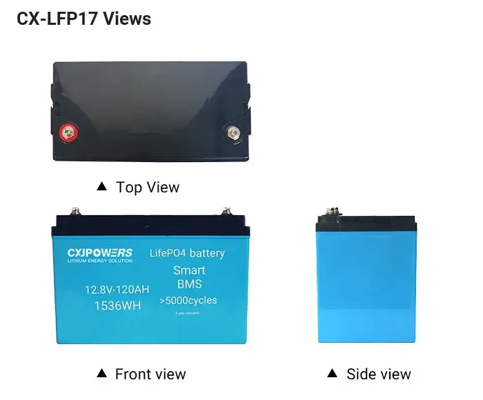 views of 12v 120ah lifepo4 battery cx-lfp17