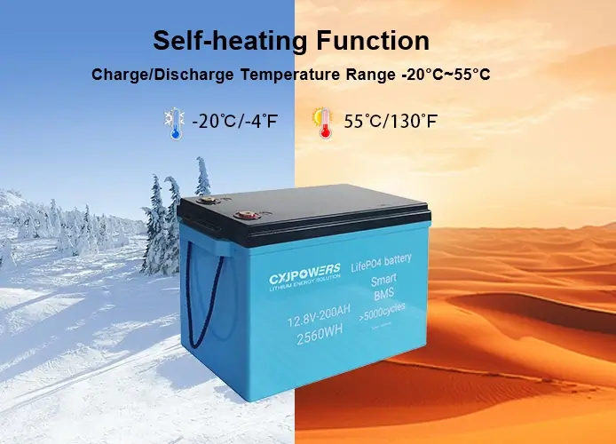 self-heating functuon, charge/discharge temperarture range  -20℃~55℃