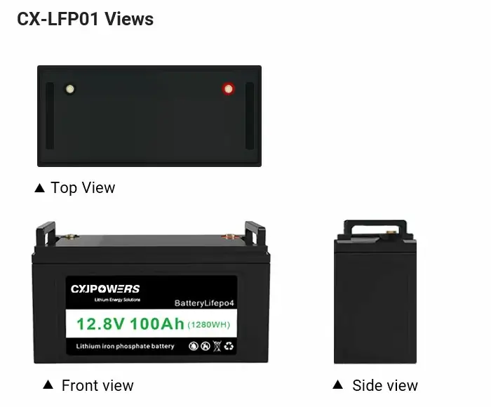 views of 12v 100ah lifepo4 battery cx-lfp01