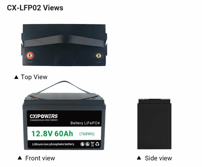 views of 12v 60ah lifepo4 battery cx-lfp02