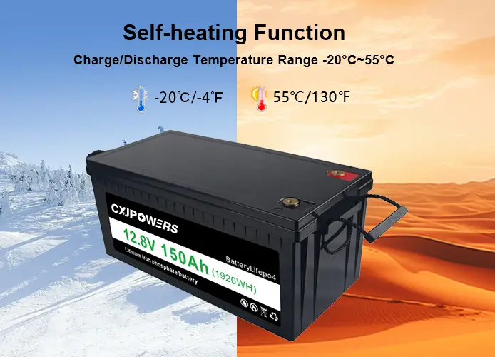 self-heating function, charge/discharge temperature range -20℃~55℃