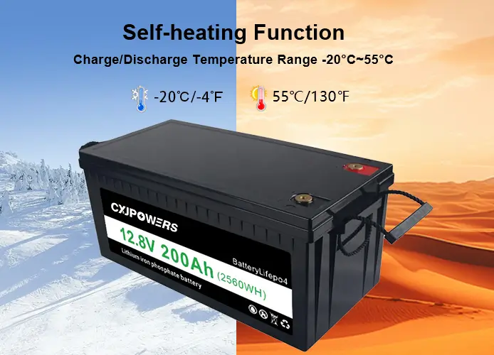 self-heating function, charge/discharge temperature range -20℃~55℃