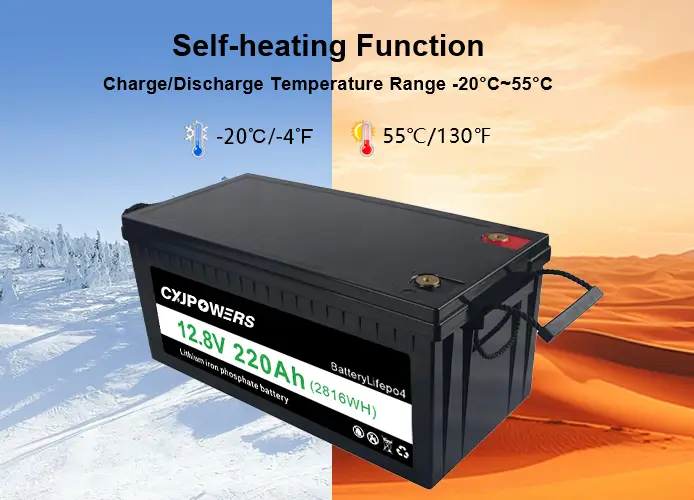 self-heating function, charge/discharge temperature range -20℃~55℃